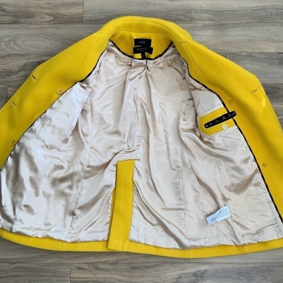 J. Crew Stadium Cloth Nello Gorilla Yellow Majesty Wool Pea Coat - Picture 6 of 8